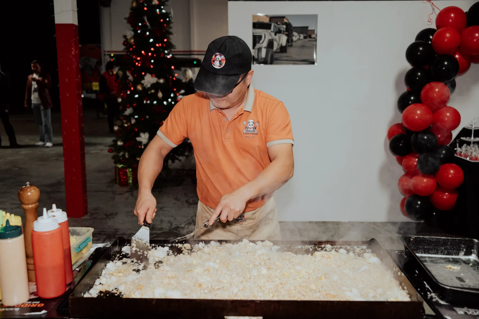 Hibachi catering setup for guests in United States