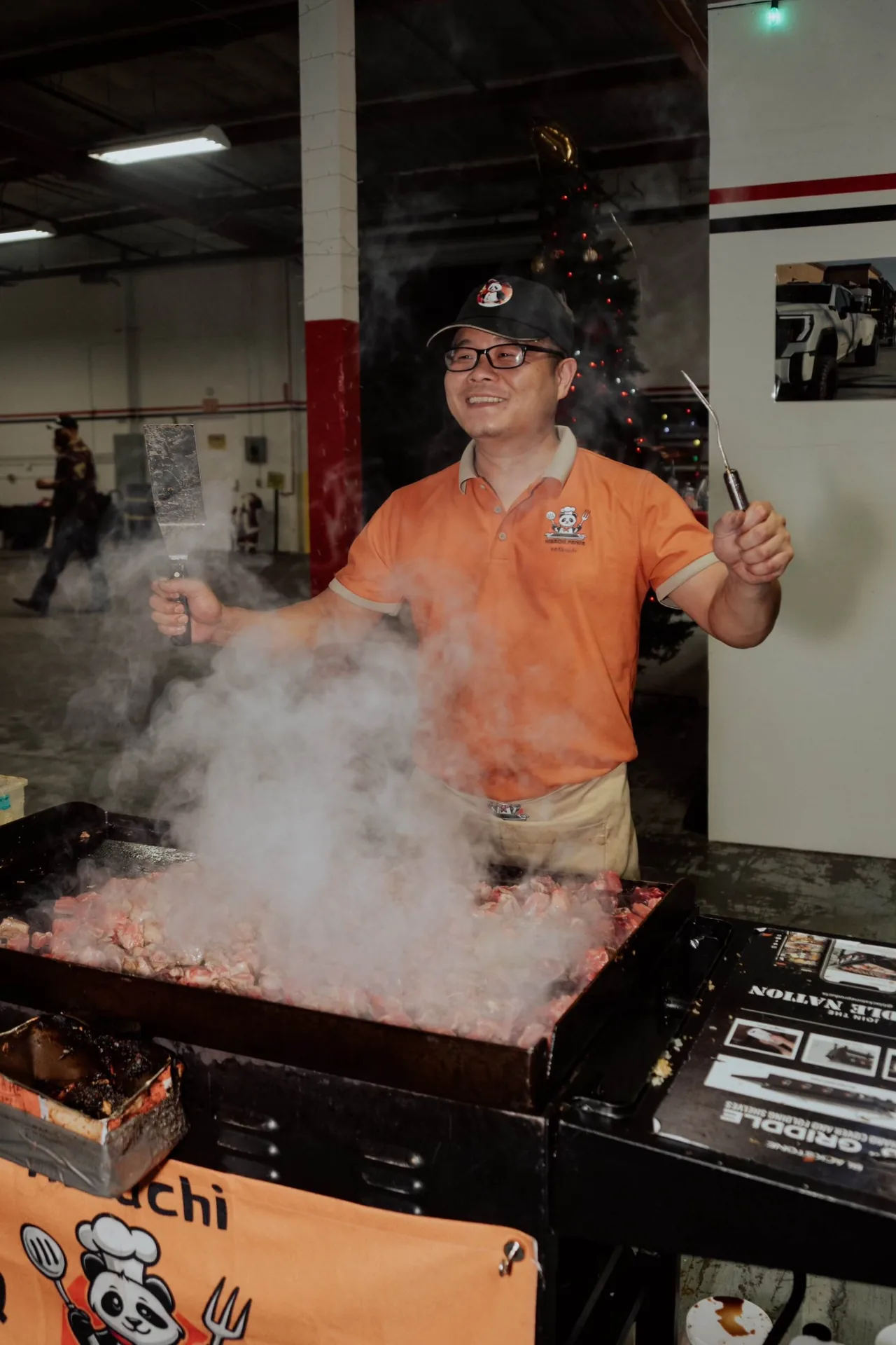 Private hibachi chef serving dinner in United States