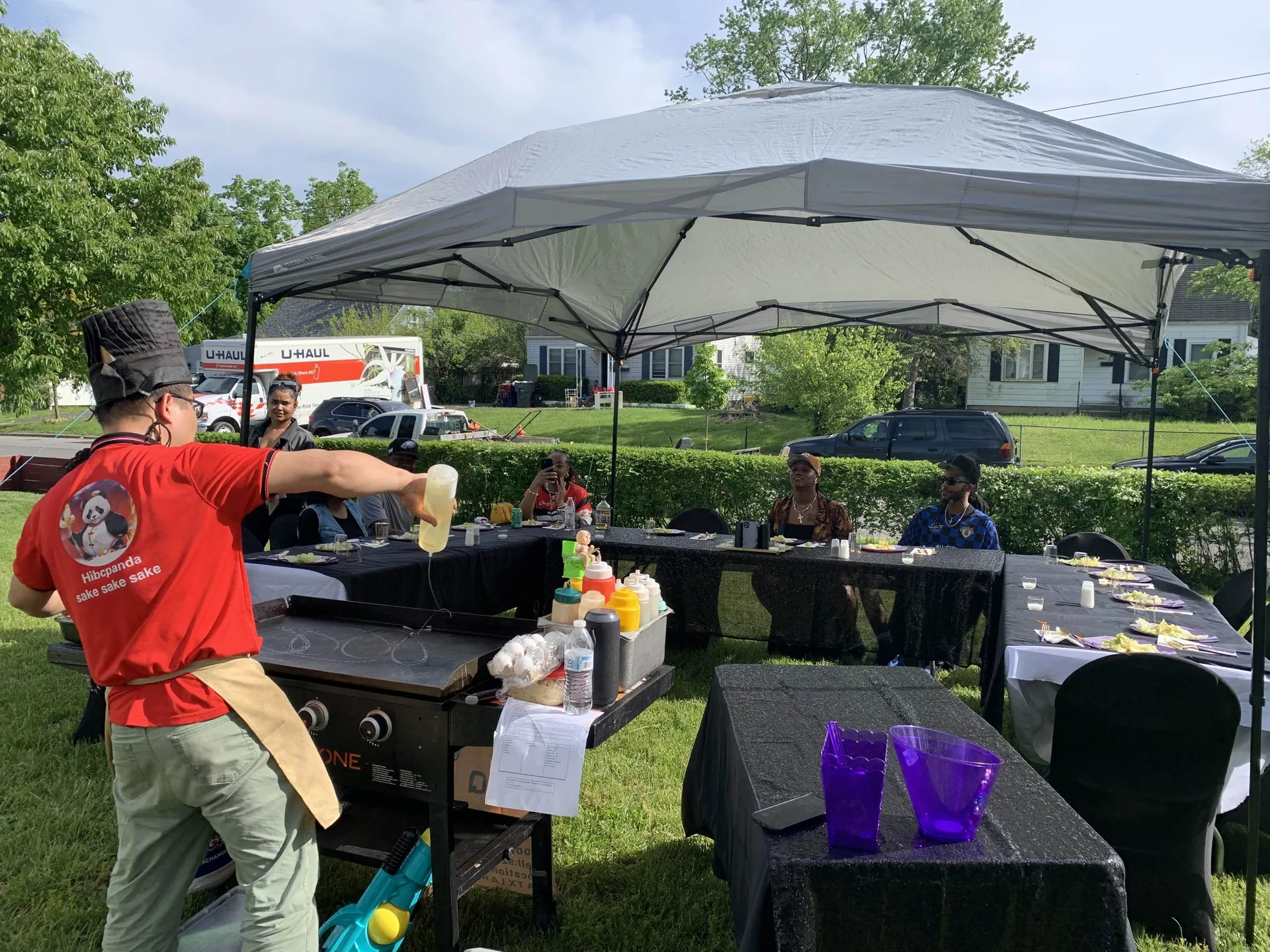 Hibachi chef preparing fresh vegetables in United States