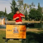 Outdoor hibachi catering party in United States