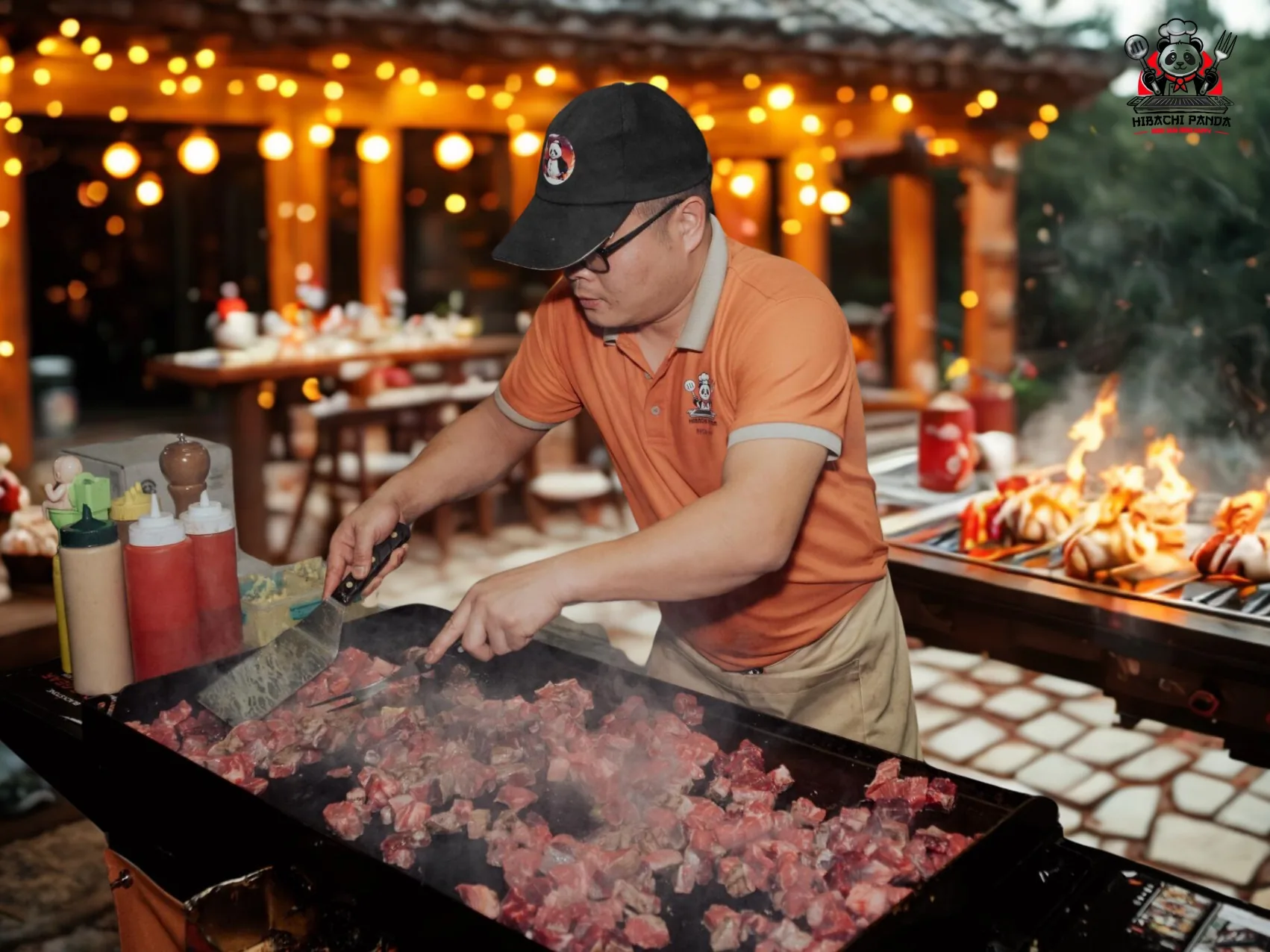 Hibachi party celebration with live cooking in United States