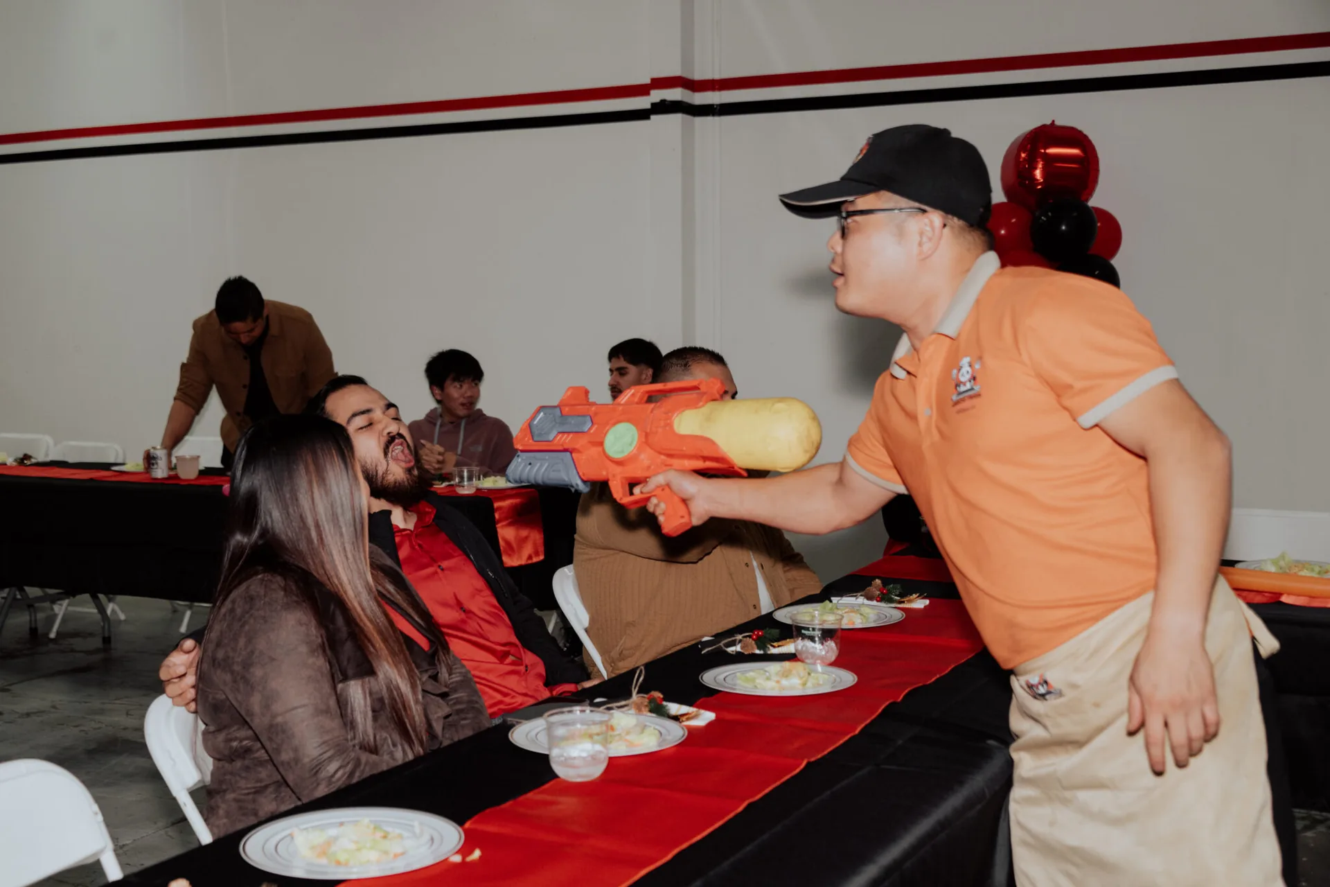 Hibachi chef entertaining party guests in United States