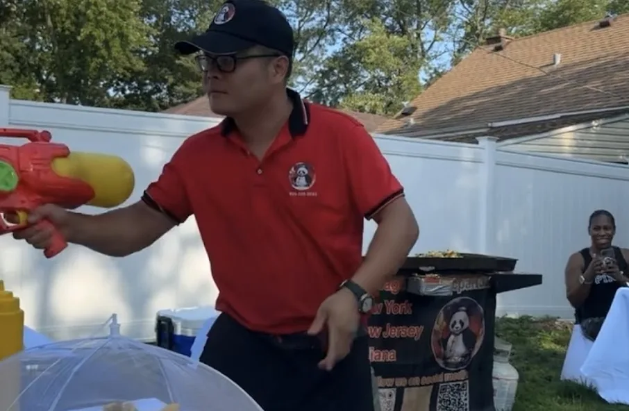Fresh hibachi food cooking on the grill in United States